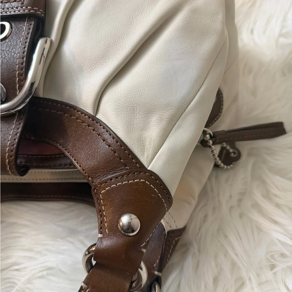 Coach White and Brown Hobo Bag# F15527